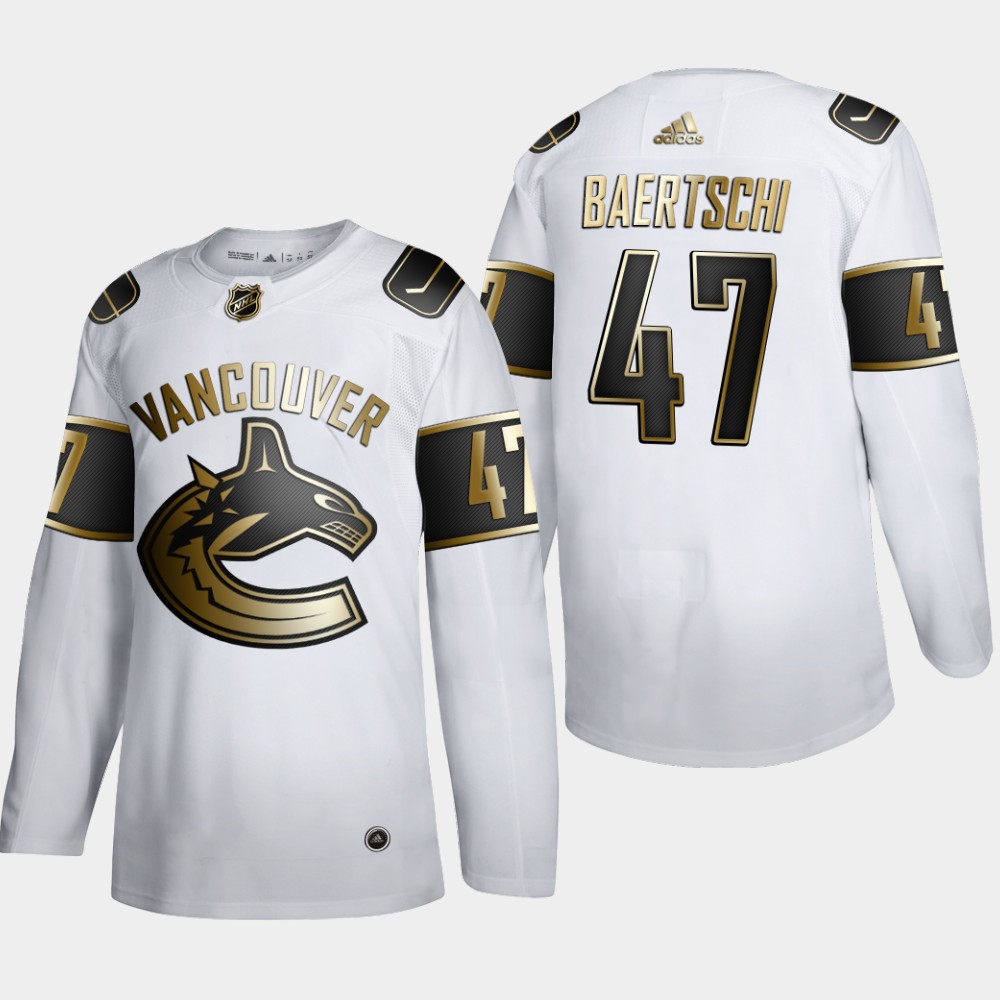 Cheap Men Vancouver Canucks 47 Sven Baertschi Adidas White Golden Edition Limited Stitched NHL Jersey